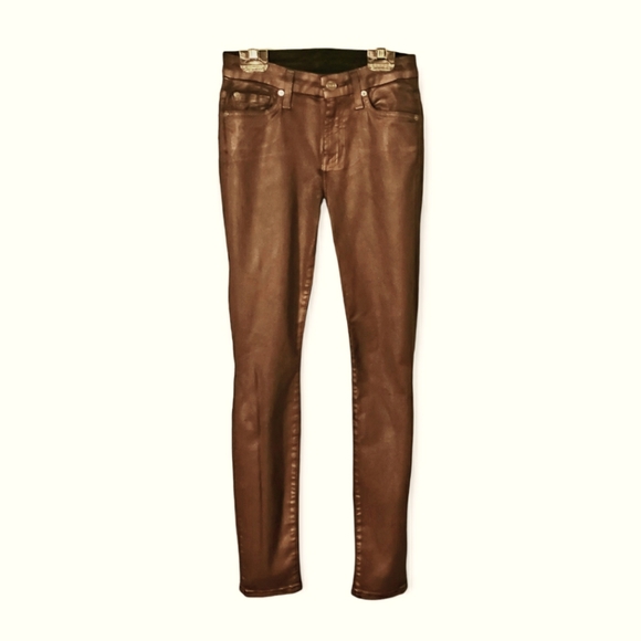 7 for All Mankind The Skinny Coated Jeans - Metallic Bronze/Brown - 24 - Picture 10 of 12
